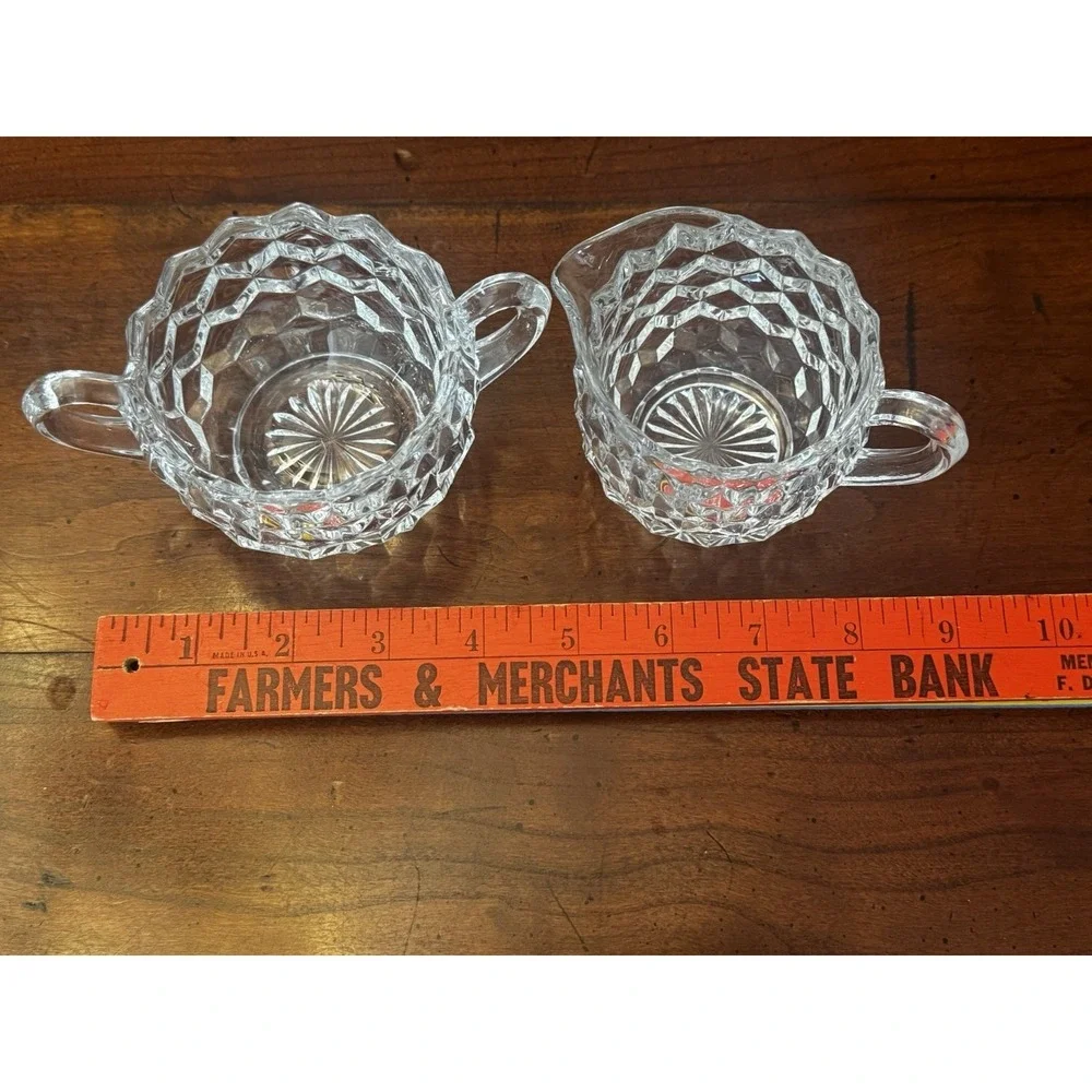 American Clear by Fostoria Sugar & Creamer Set Vintage Pressed Glass